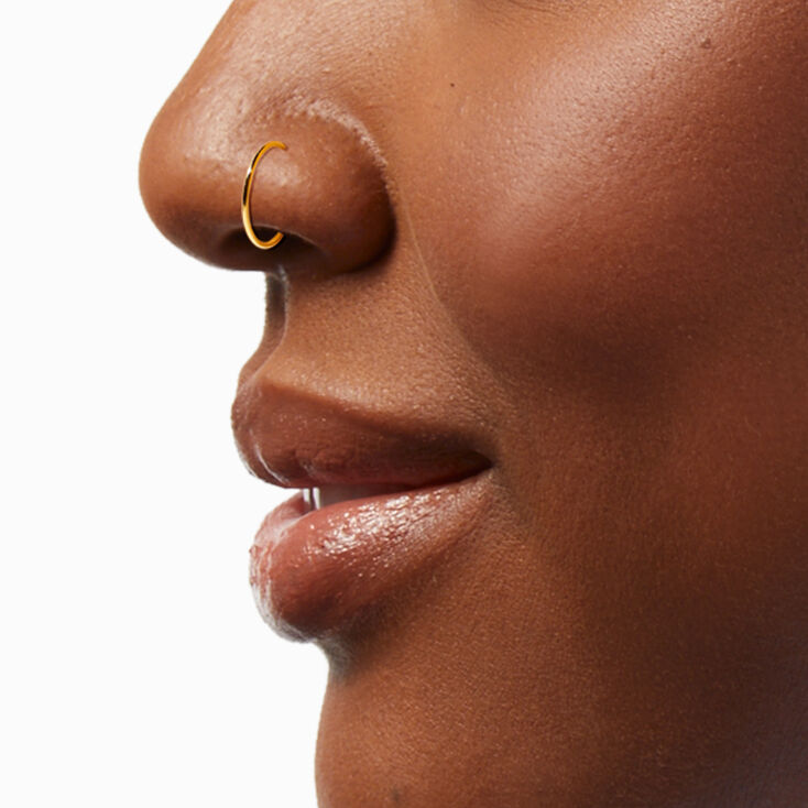 22G Gold-tone Sterling Silver Flower Nose Studs &amp; Hoop - 9 Pack,