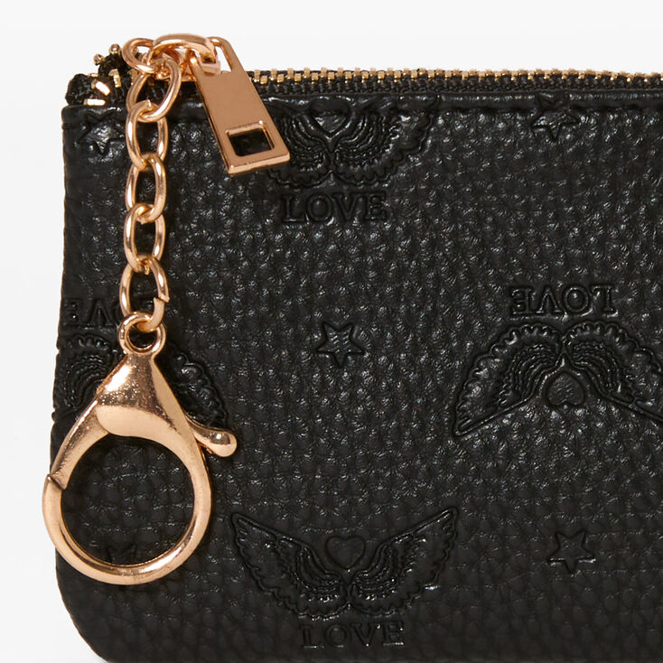 Love Angel Wings Zip Coin Purse - Black,