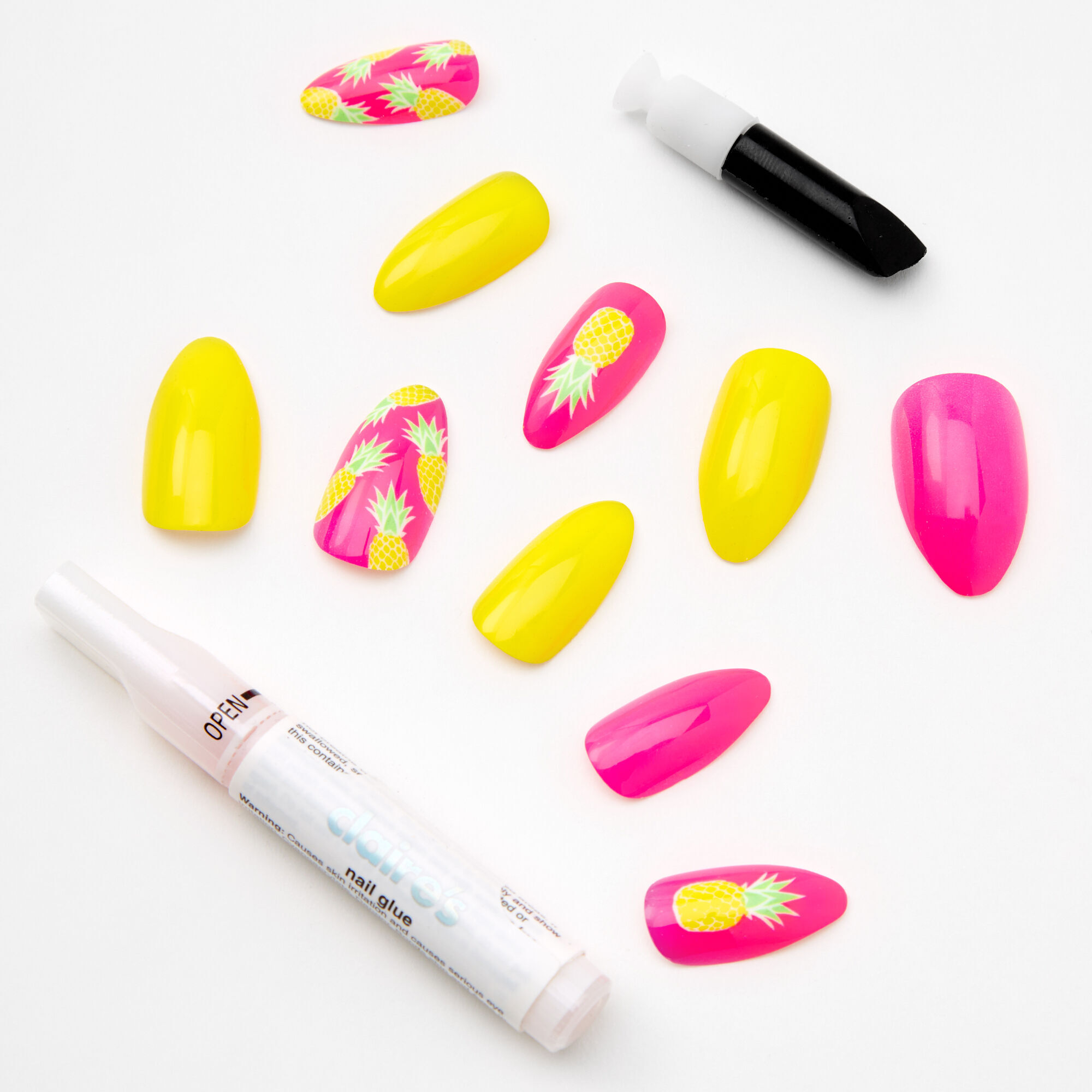 Pink Pineapple Stiletto Faux Nail Set - 24 Pack,
