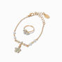 Claire&#39;s Club Special Occasion Rose Gold-tone Iridescent AB Flower Jewelry Set - 3 Pack,