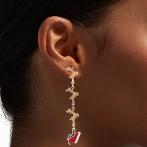 Santa&#39;s Sleigh &amp; Reindeer 3&quot; Linear Drop Earrings,