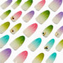 Holographic Seashell Long Almond Vegan Faux Nail Set - 24 Pack,