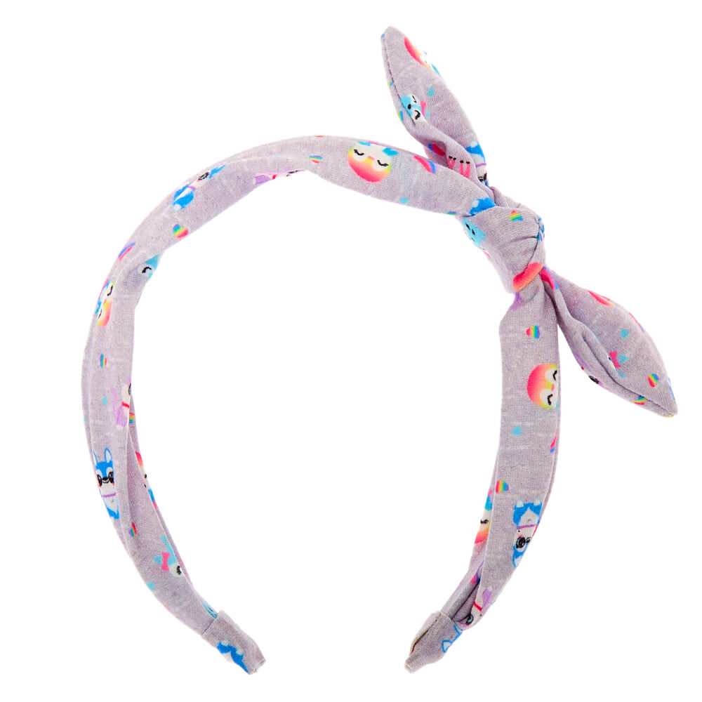 Cuddle Club Critter Knotted Bow Headband - Grey,