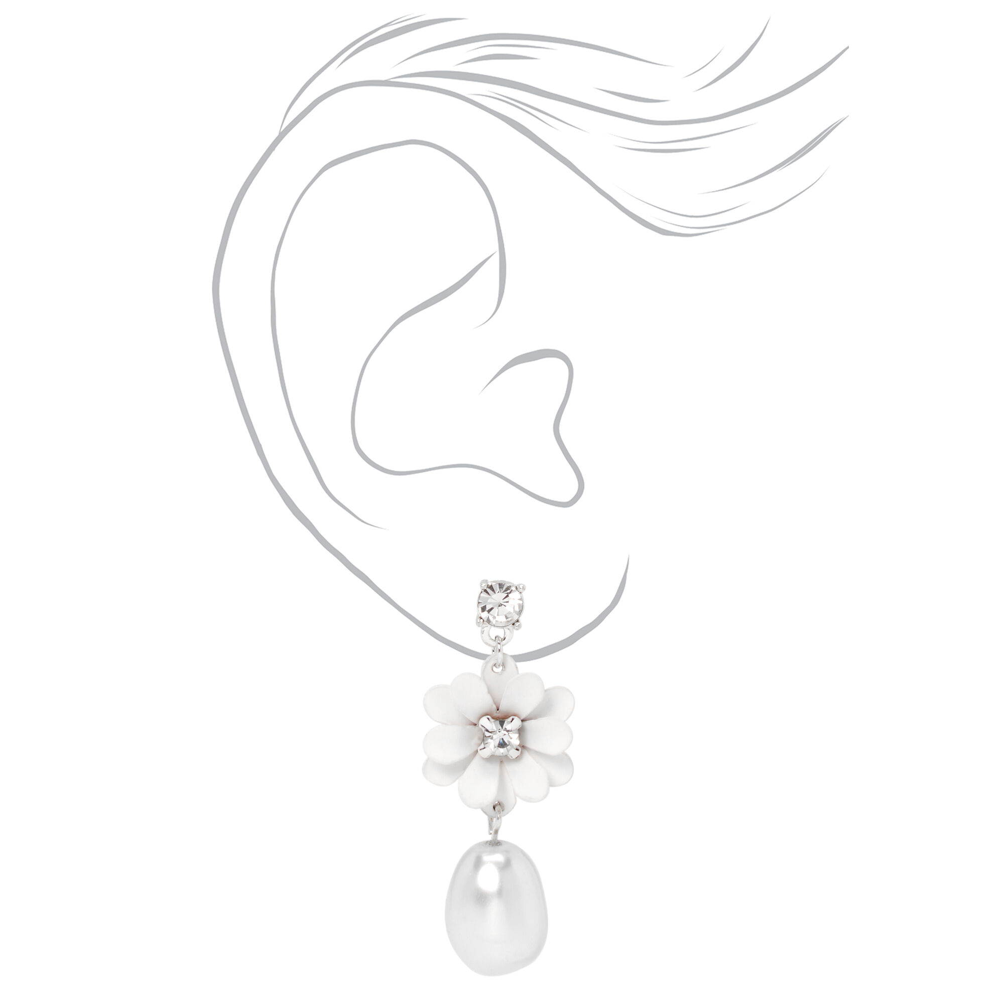 Whimsical Flower 1.5" Pearl Drop Earrings,