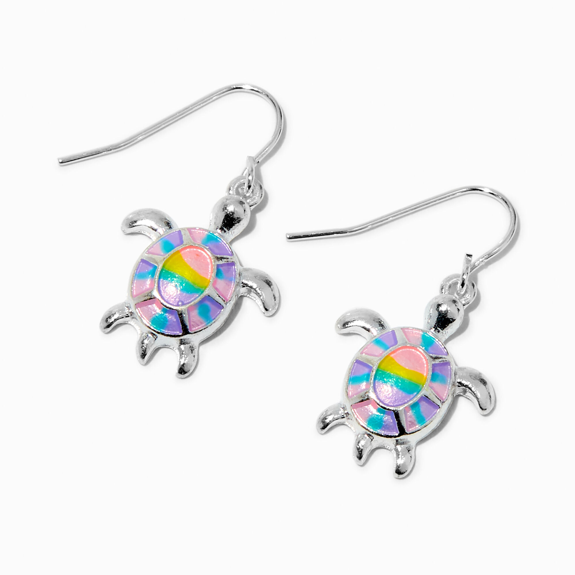 View Claires Tone Tie Dye Turtle 075 Drop Earrings Silver information