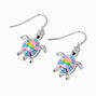 Silver-tone Tie Dye Turtle 0.75&quot; Drop Earrings,
