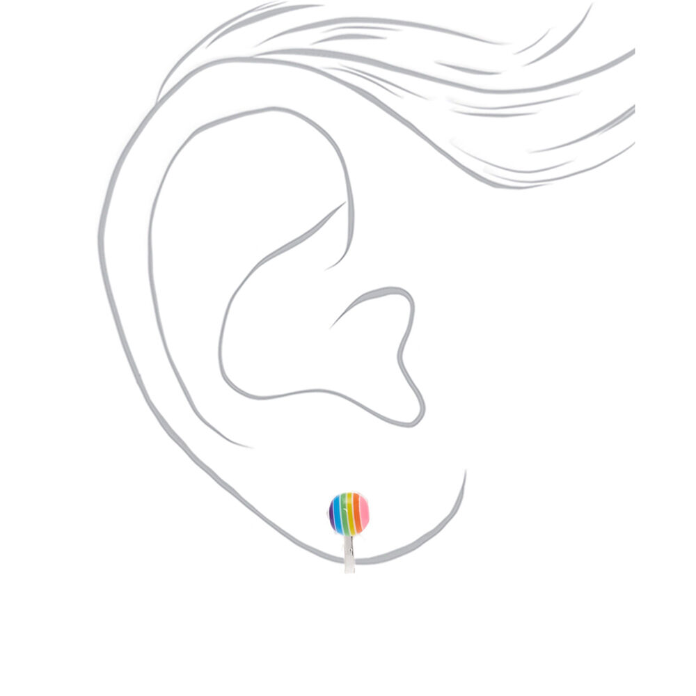 Lot de 3 paires de boucles d'oreille à clip symbole arc-en-ciel,