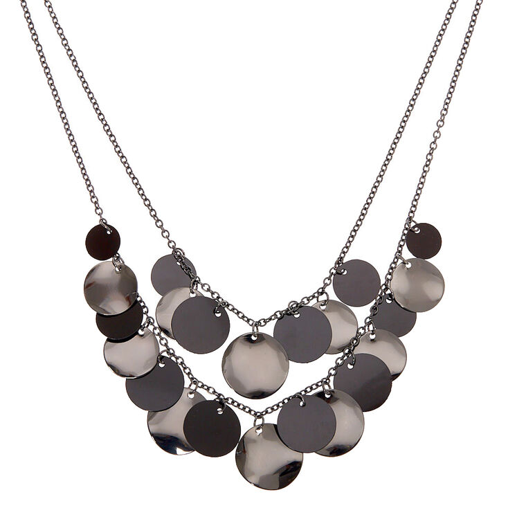Claire's Collier multi-rangs noir avec disques mobiles