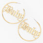 Gold 60MM Baby Script Hoop Earrings,