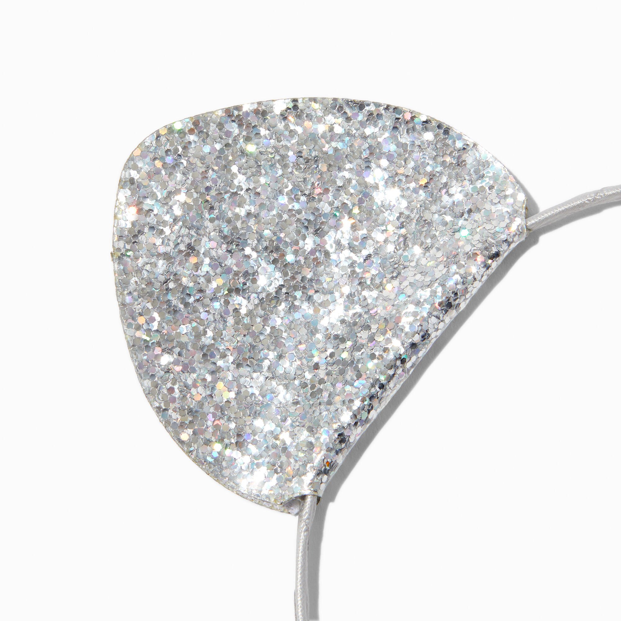 Silver Glitter Cat Ear Headband,