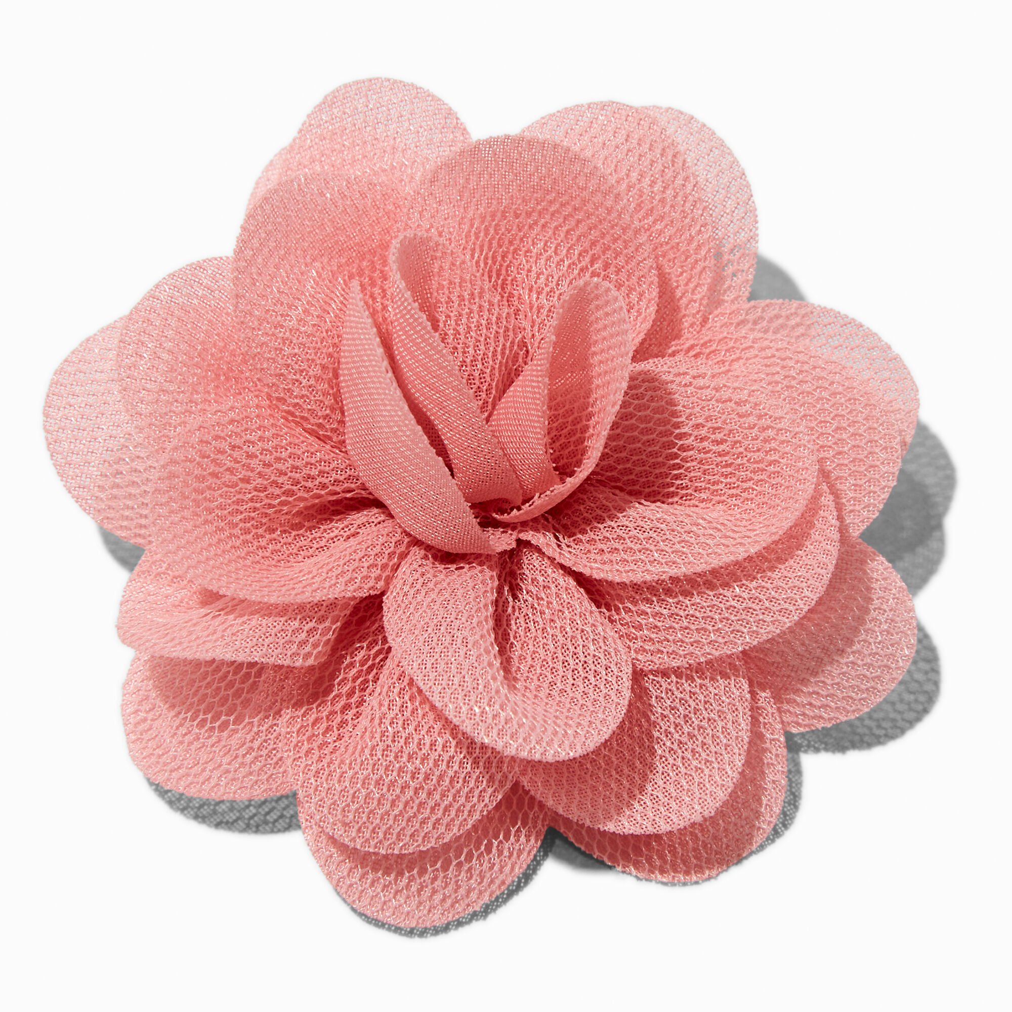 View Claires Blush Rosette Flower Hair Clip Pink information
