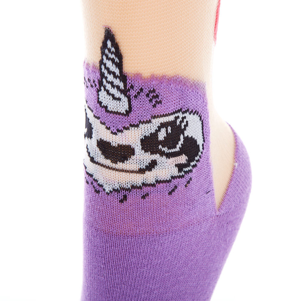 Chaussettes montantes violettes transparentes paresseux,