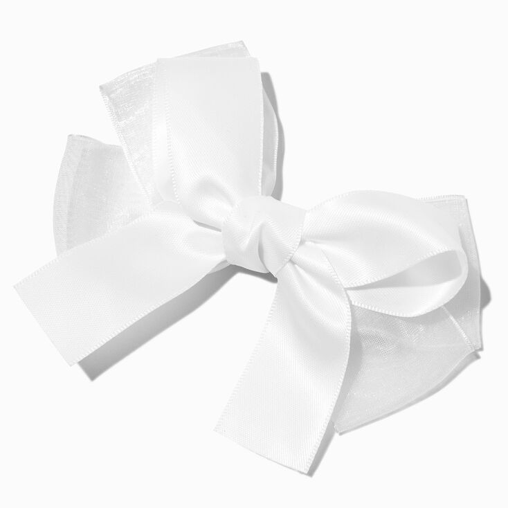 Claire&#39;s Club White Satin Chiffon Hair Bow Clip,