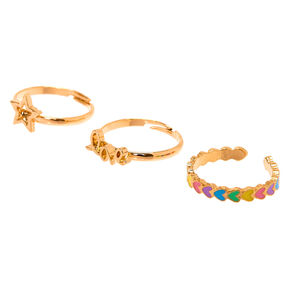 Gold Love Rings - 3 Pack,