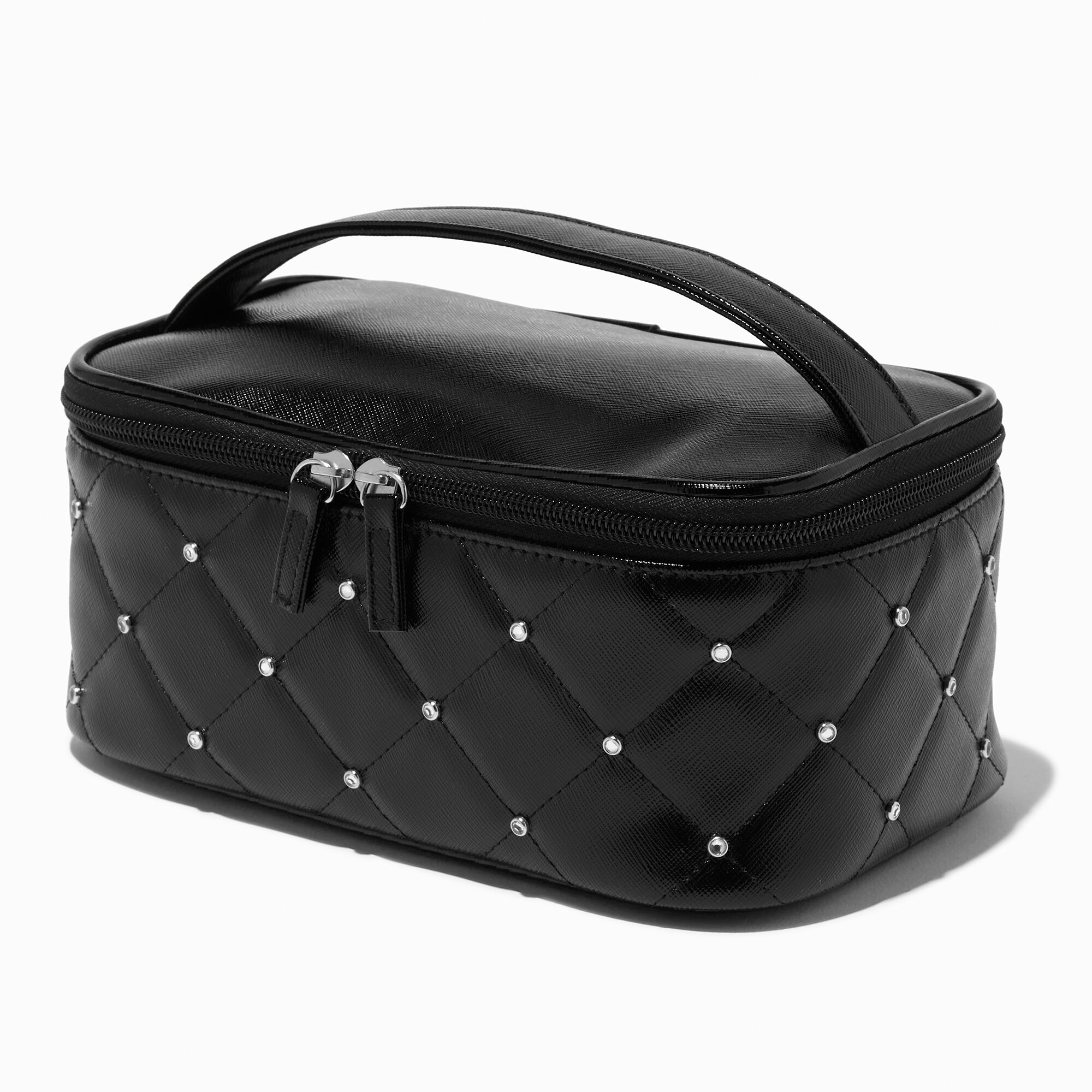 View Claires Quilted Makeup Bag Black information