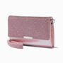 Light Pink Bling Crossbody Wristlet Wallet,