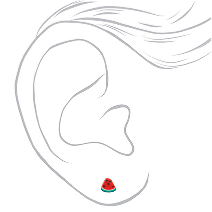 Silver Fruit Slice Stud Earrings - 6 Pack,
