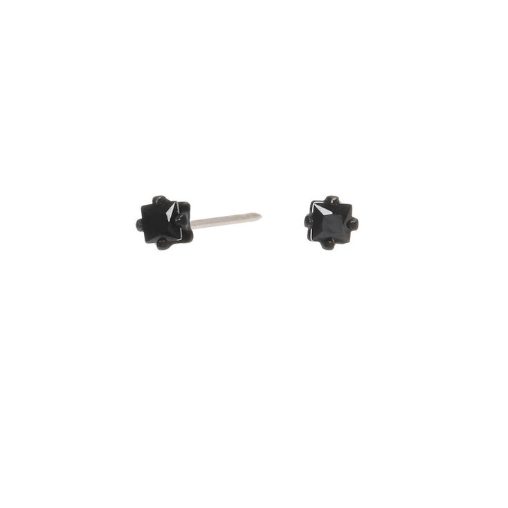 Clous d&#39;oreilles carr&eacute;s avec strass en zircon cubique d&#39;imitation noirs - 2&nbsp;mm,