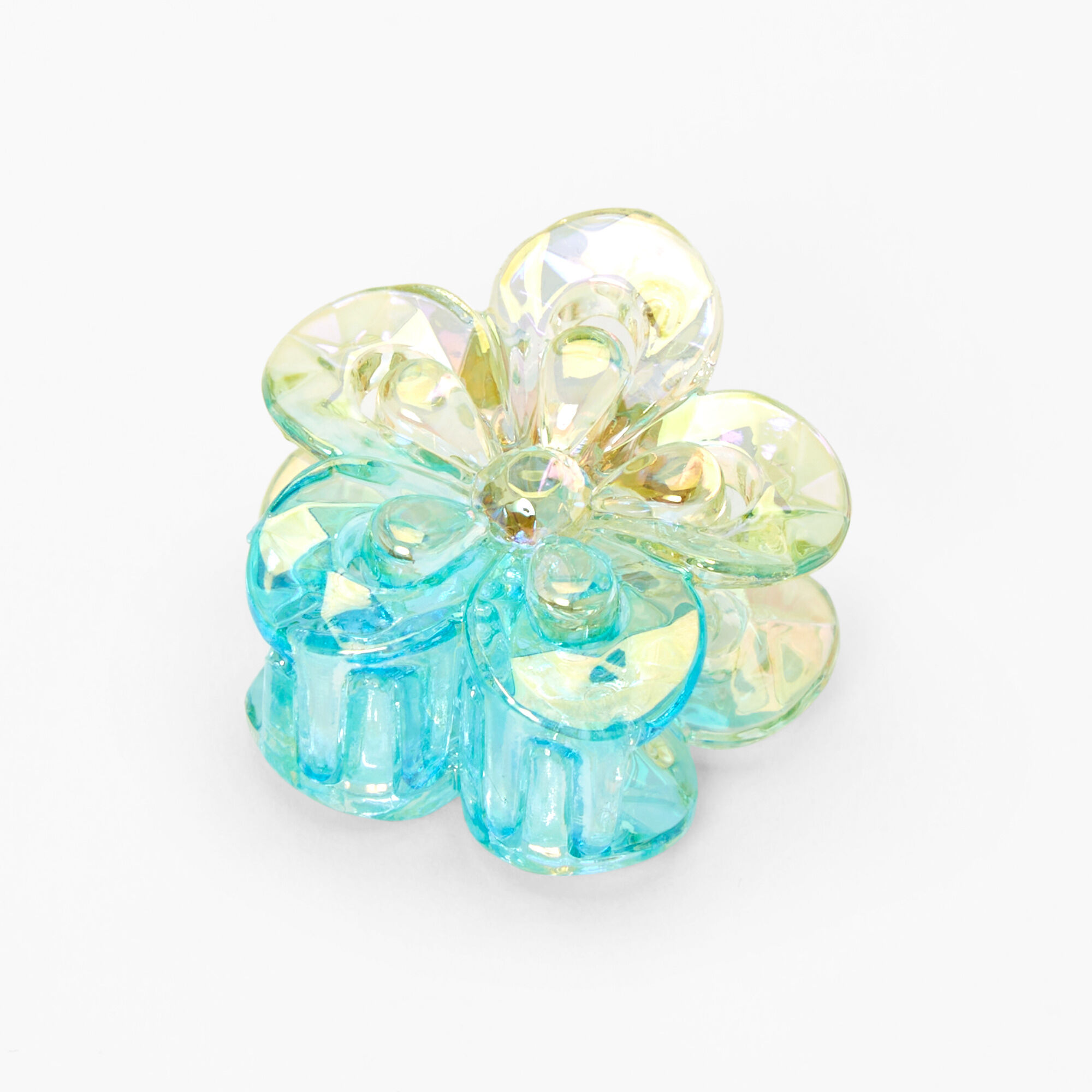 Clear Iridescent Flower Hair Claw - Green,