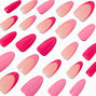 Monochrome Pink French Long Almond Vegan Faux Nail Set - 24 Pack,