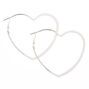 Silver 60MM Heart Hoop Earrings,