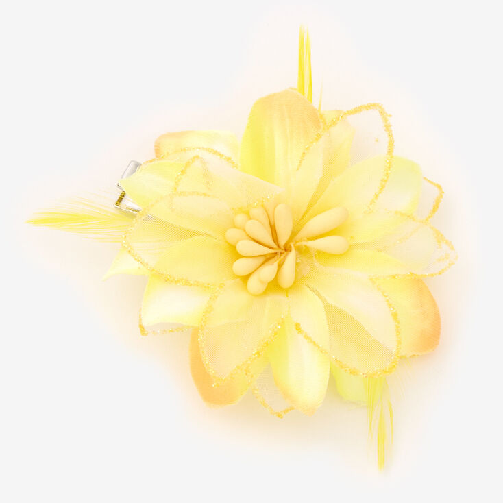 Barrette &agrave; cheveux fleur jaune,