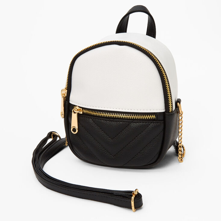 Black &amp; White Colorblock Crossbody Backpack,