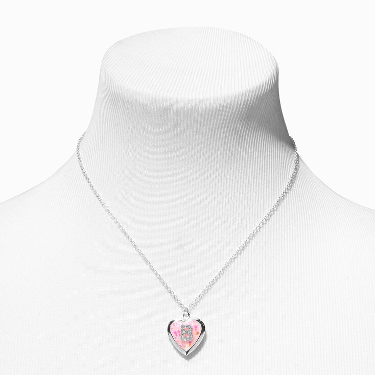 Pink Embellished Initial Glitter Heart Locket Necklace - B | Claire's US