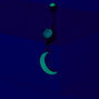 Glow in the Dark Glitter Moon 14G Silver Belly Ring,