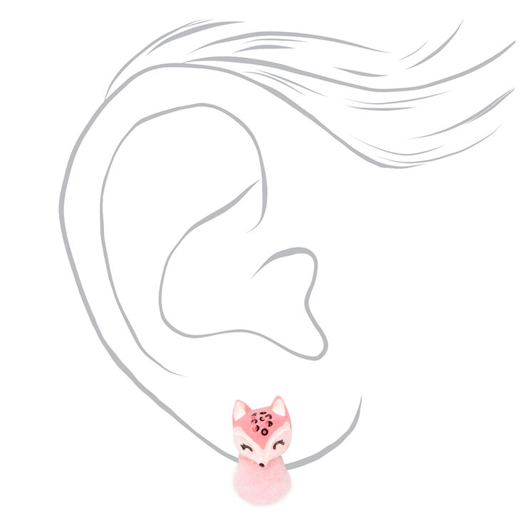 Animals Pom Pom Stud Earrings - 3 Pack,