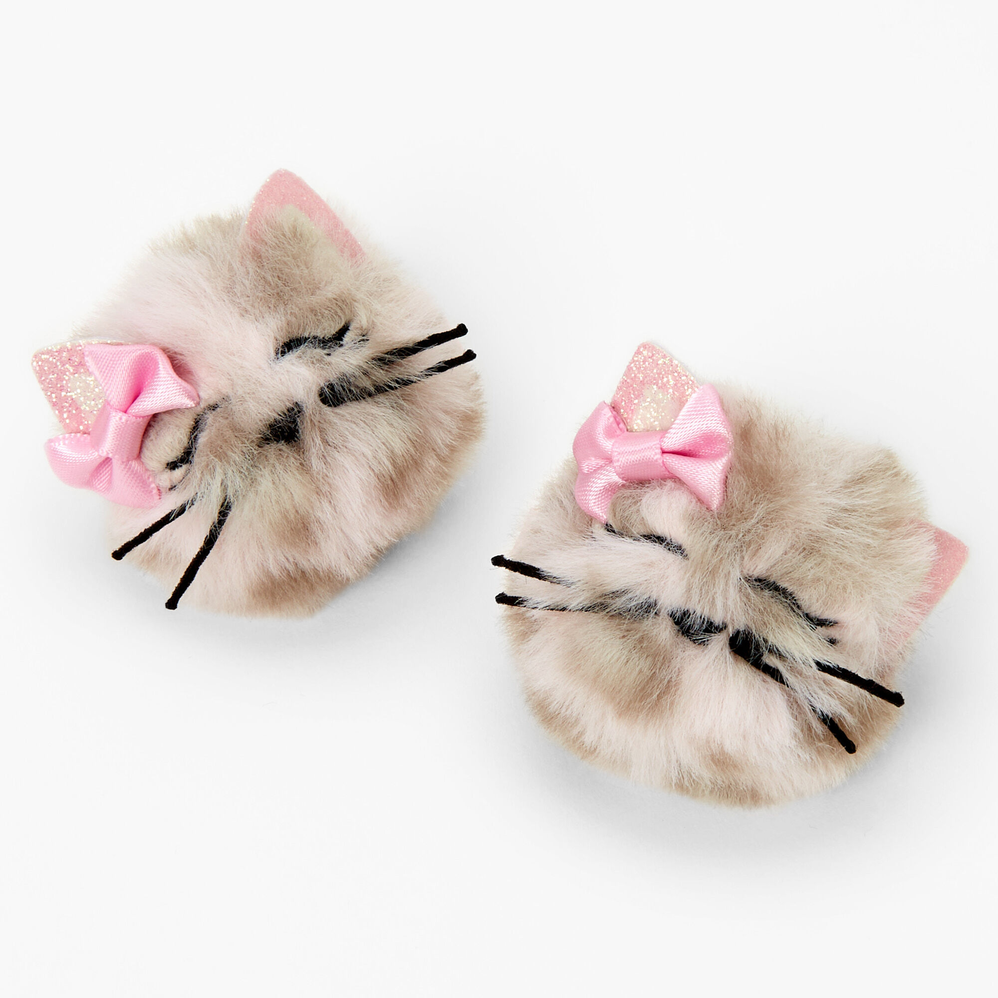 Claire's Club Pink Cat Pom Hair Clips - 2 Pack,