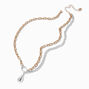 Mixed Metal Two-Tone Toggle Teardrop Pendant Necklace ,