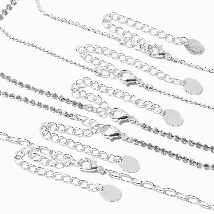 Silver Rhinestone Medallion Necklaces &#40;5 Pack&#41;,