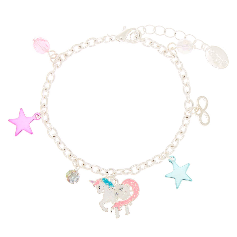 PERSONALISED NAME JEWELLERY UNICORN CHARM BRACELET BIRTHDAY PARTY GIFT with bag 