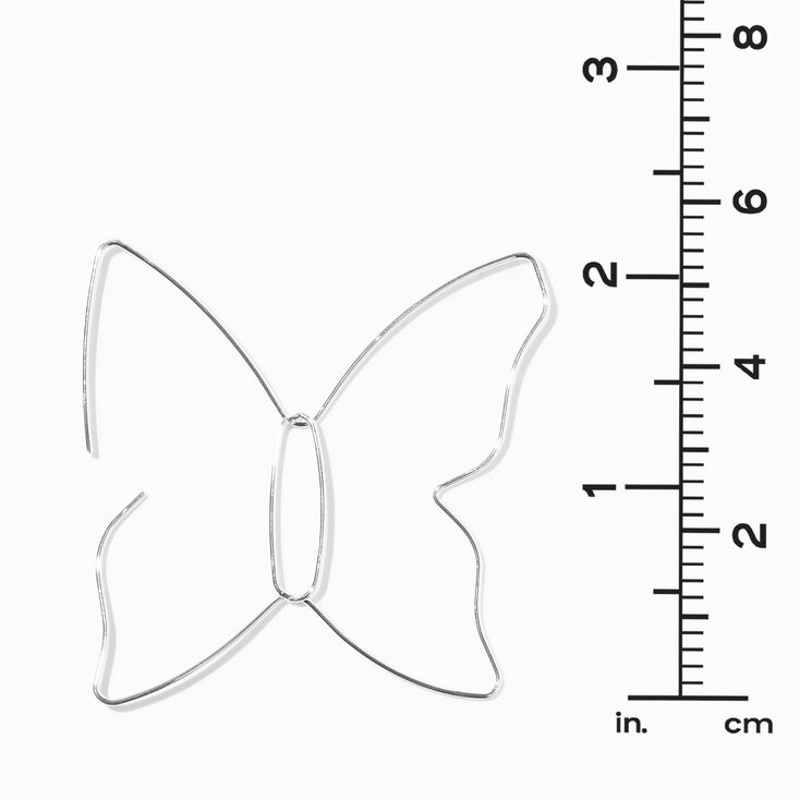 Silver 60MM Wired Butterfly Hoop Earrings,