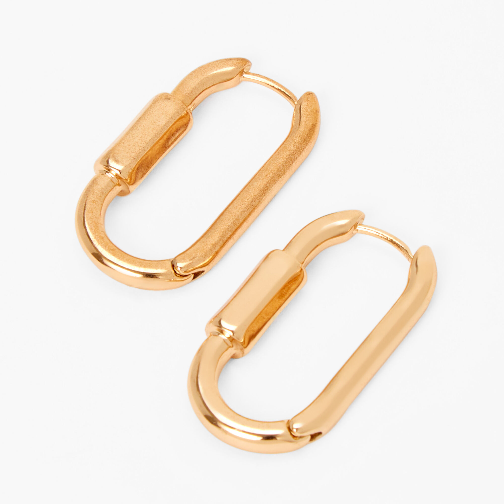 Gold Carabiner 1" Hoop Earrings,