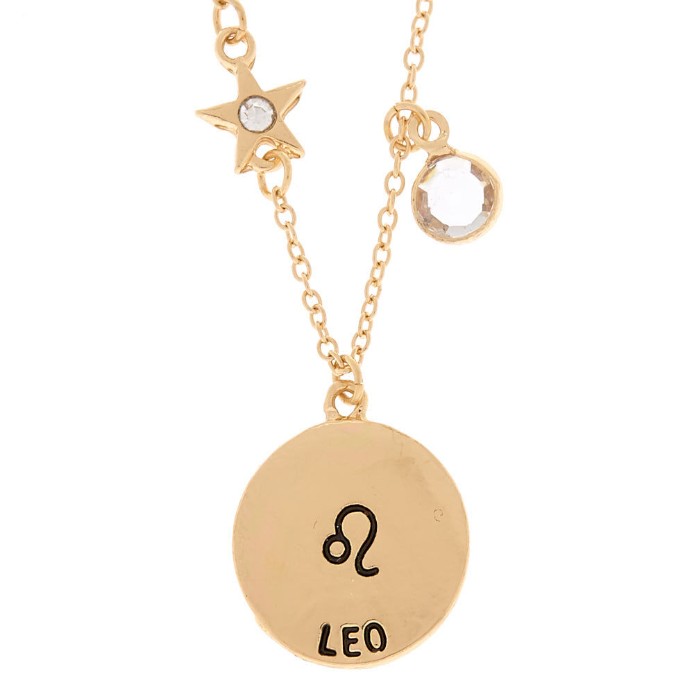 Gold Zodiac Pendant Necklace - Leo,