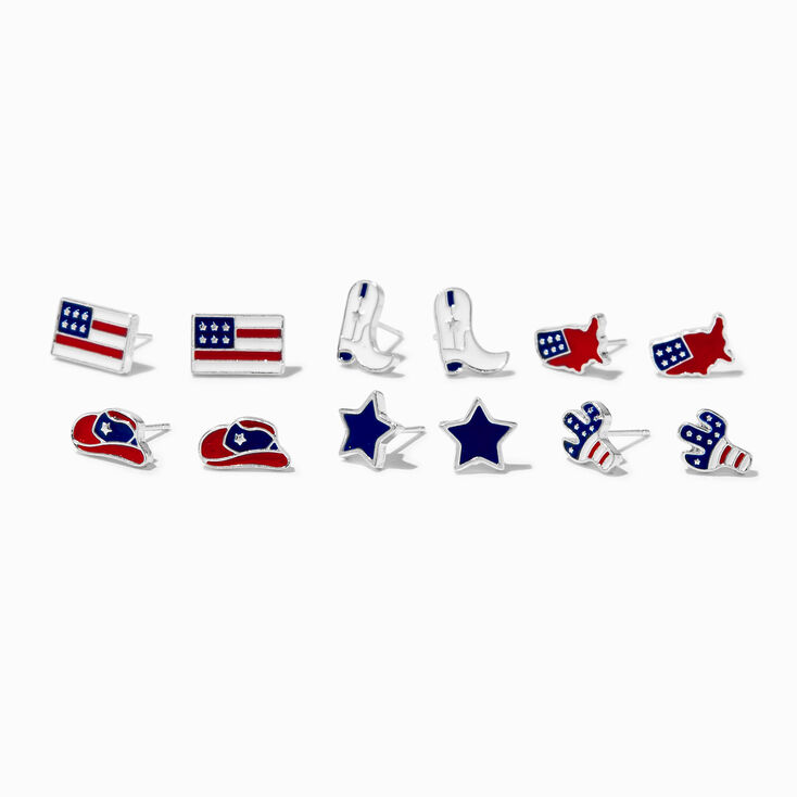 USA Motifs Patriotic Stud Earring Set - 6 Pack,