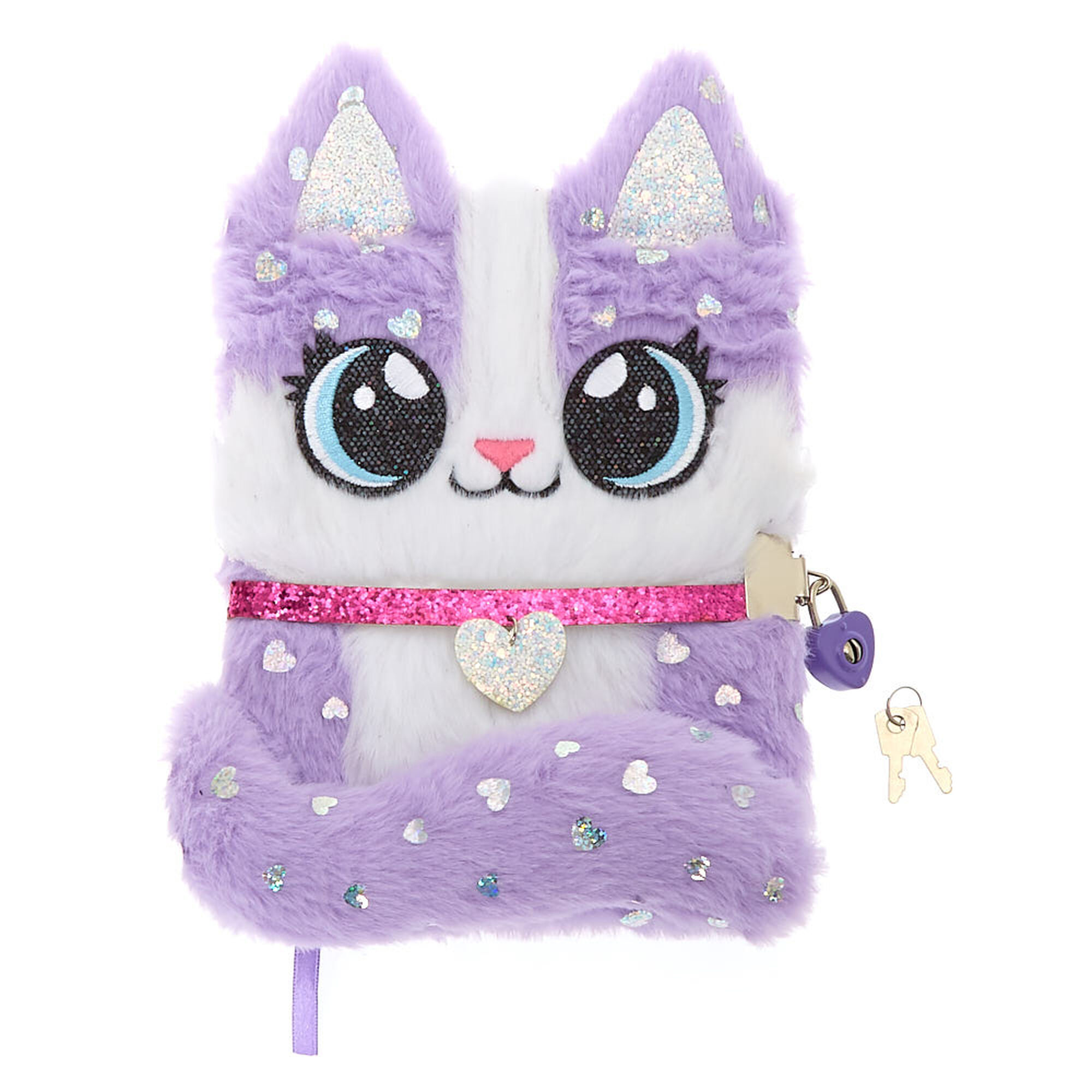 Carly The Cat Plush Lock Diary Purple Claire S Us