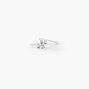 Sterling Silver One Crystal Lightning Bolt Stud Earring,