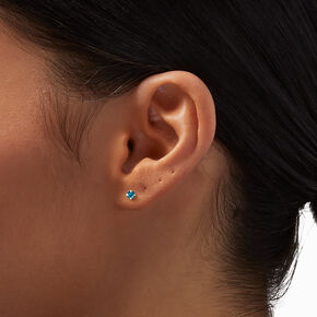 Silver-tone Floral Hearts Stud Earrings - 9 Pack,