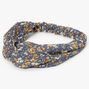 Floral Print Twisted Pleated Headwrap - Blue,