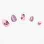 Faux ongles autocollants stiletto papillons paillet&eacute;s - Violet, lot de 24,