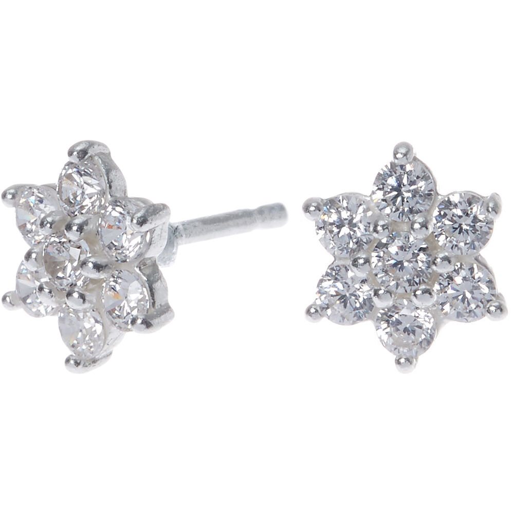 Cubic zirconia flower stud best sale earrings