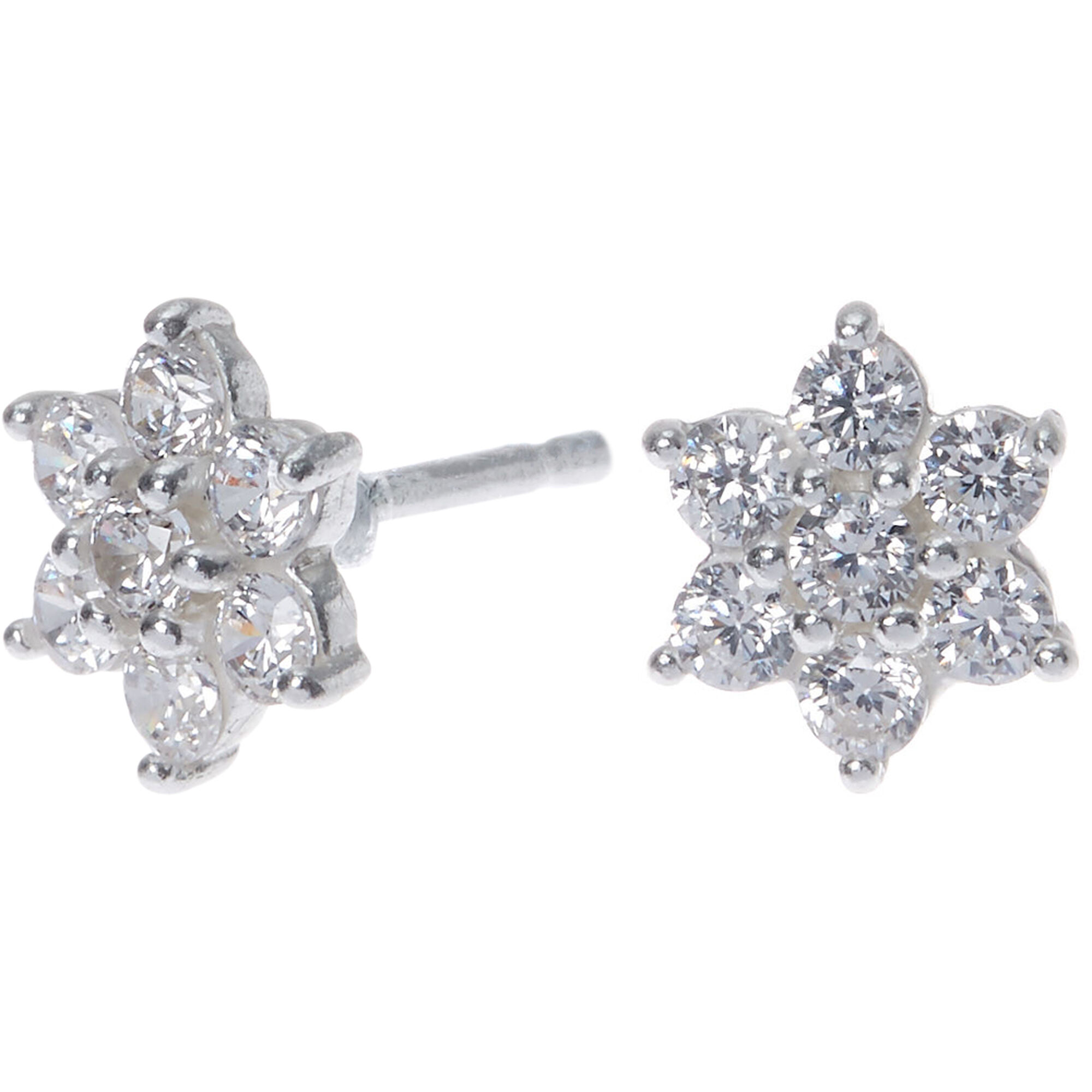 View Claires Cubic Zirconia Flower Stud Earrings 8MM Silver information