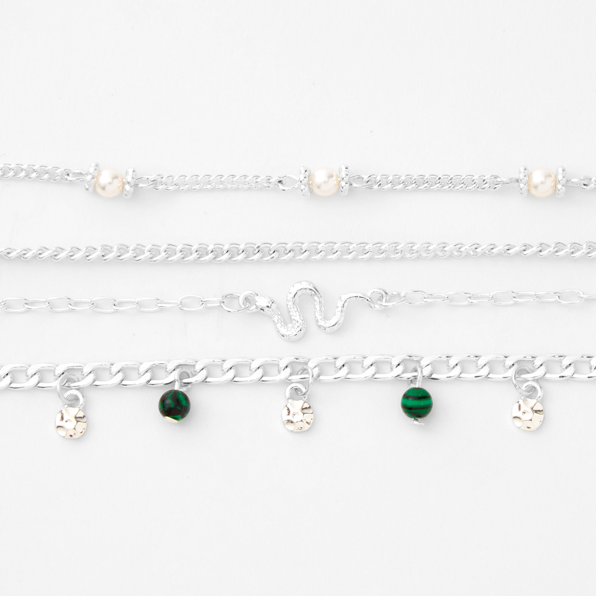 Silver Chain Bracelets - 4 Pack,