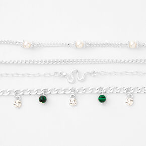 Silver Chain Bracelets - 4 Pack,