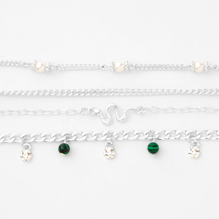 Silver Chain Bracelets - 4 Pack,