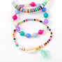Rainbow Beaded Cowrie Shell Stretch Bracelets - 3 Pack,