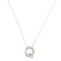 Silver Embellished Initial Pendant Necklace - Q,